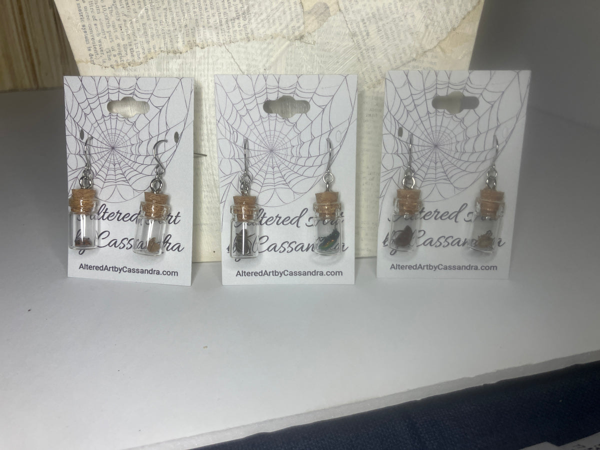 Owl Pellet Bone Vial Earrings — Real Bone Jewelry