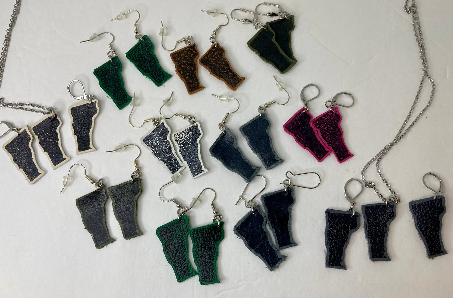 Hand Stamped Vermont Leather Earrings