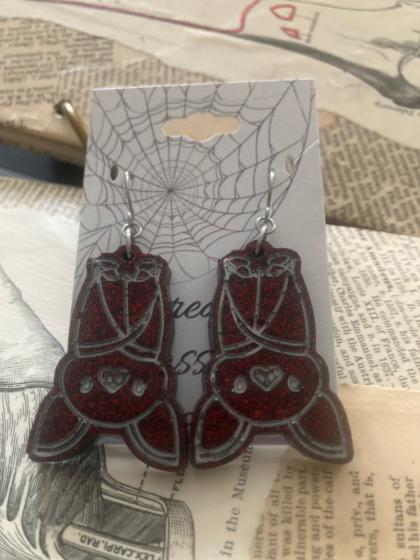Spooky Resin Earrings: Bats, Skulls, Spiderwebs & More