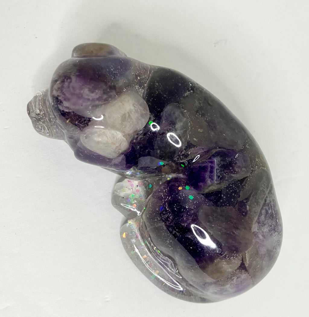 Amethyst filled sleeping pet figuring