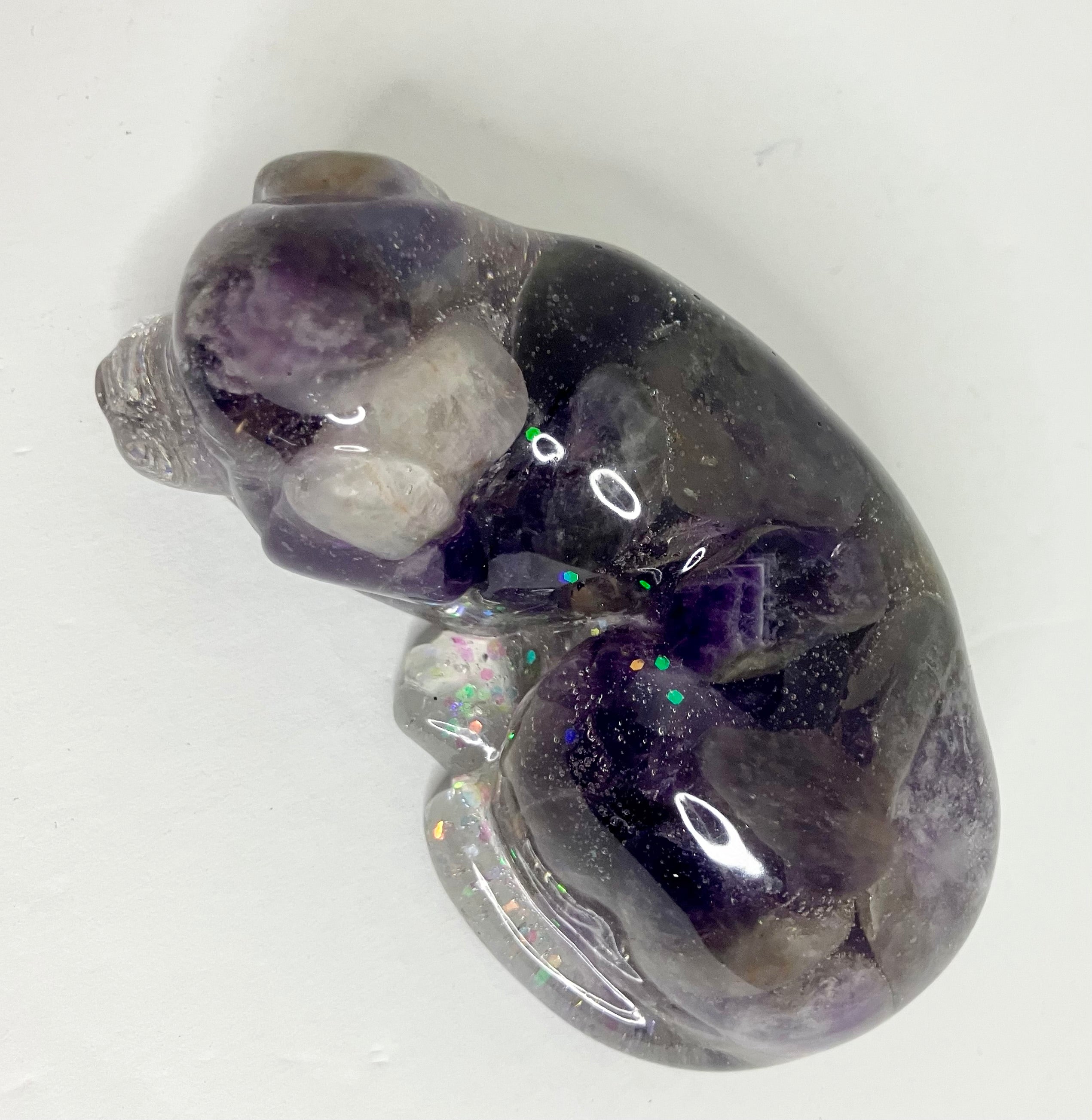 Amethyst filled sleeping pet figuring