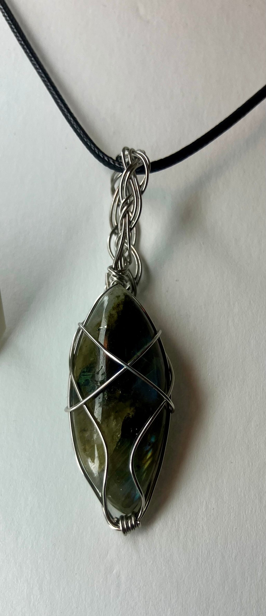 Wire wrapped stones and crystals with stainless steel wire