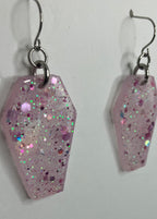 Holographic coffin resin earrings