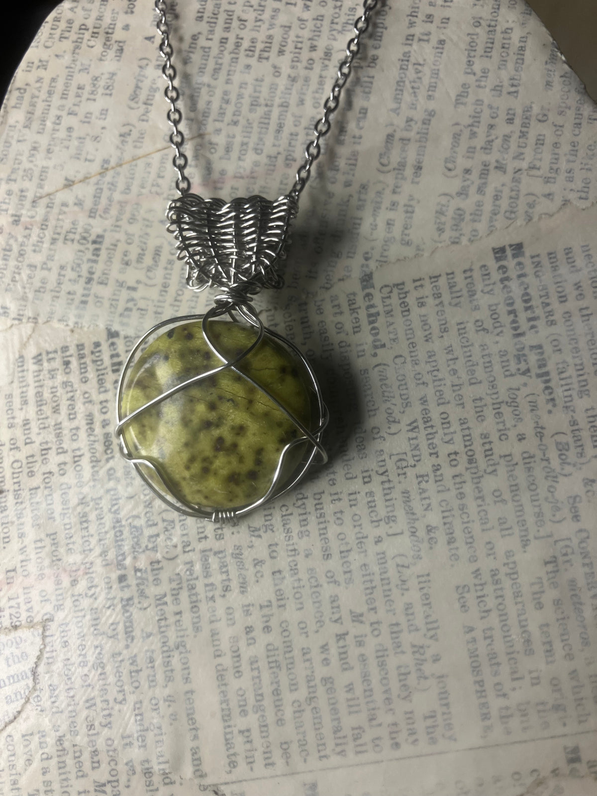 Wire Wrapped Stone and Crystal Necklaces, Stainless Steel