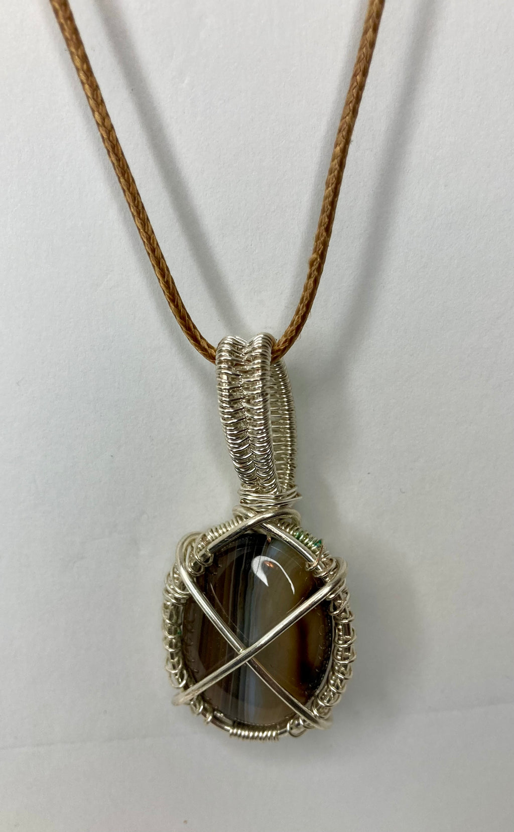 Wire wrapped stone pendants, silver plated copper wire