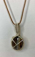 Wire wrapped stone pendants, silver plated copper wire