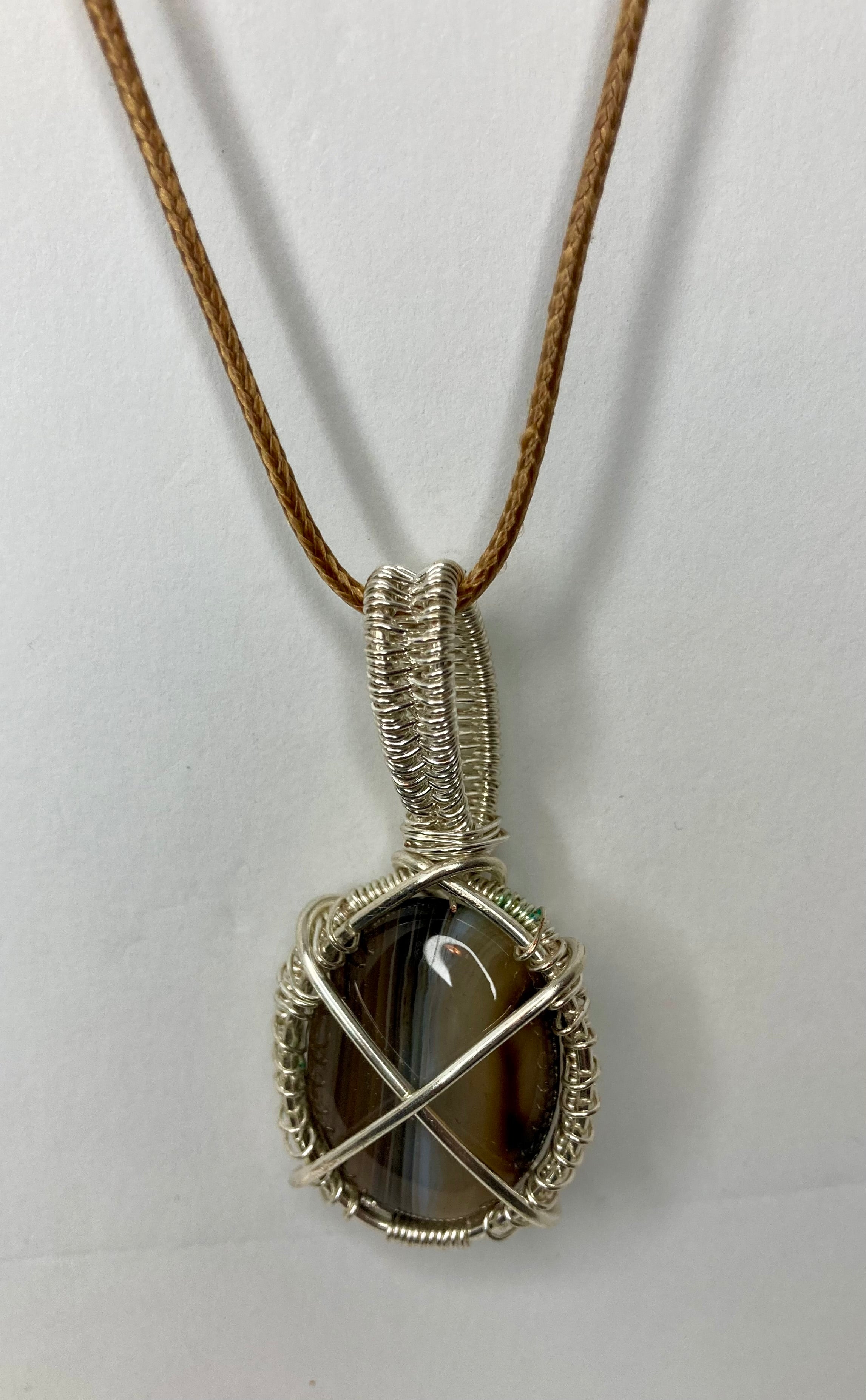 Wire wrapped stone pendants, silver plated copper wire