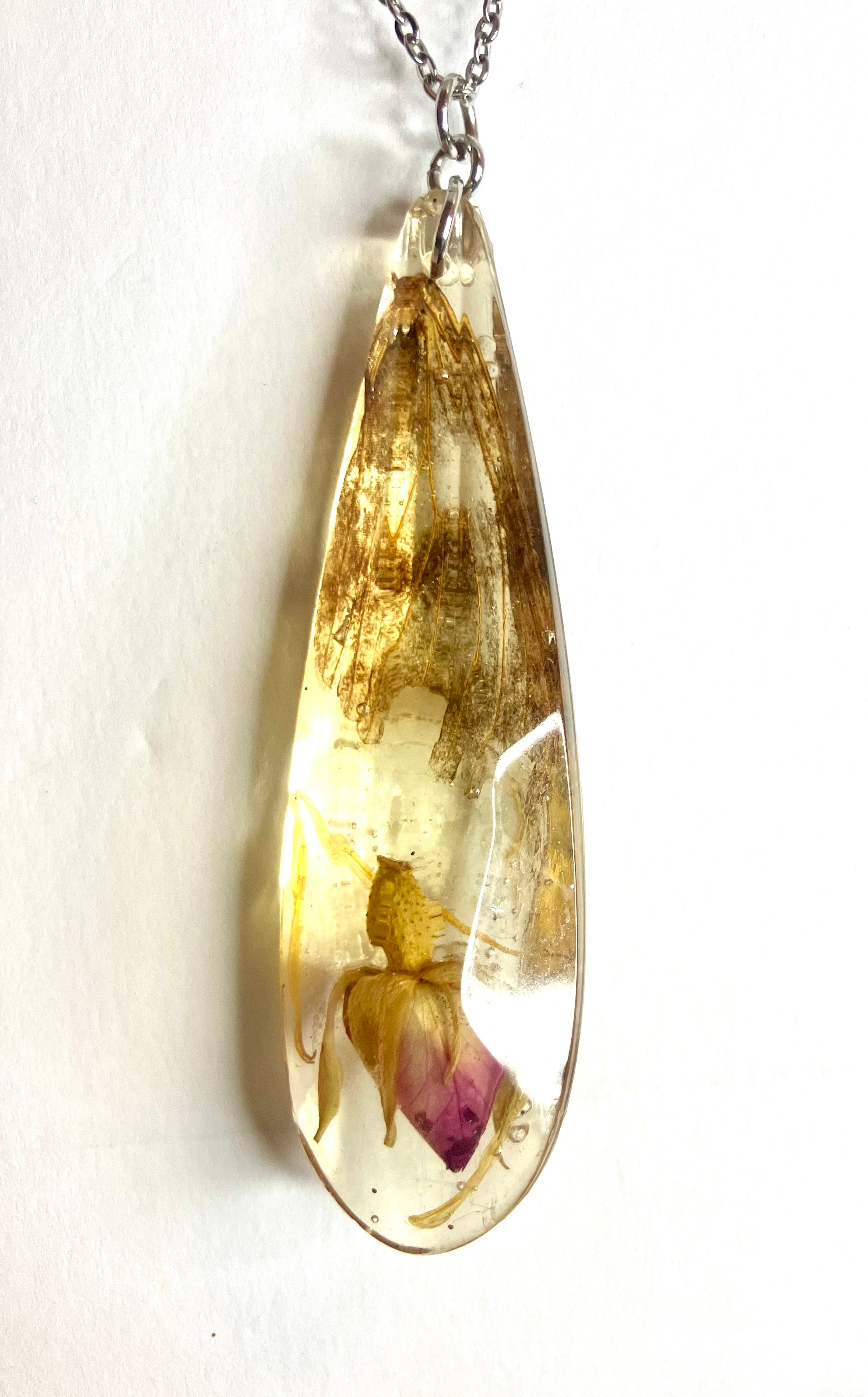 Tattered butterfly wing necklace