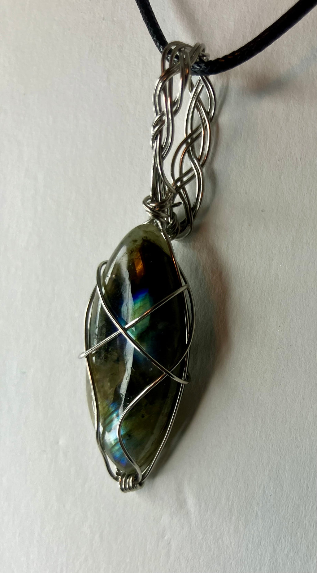 Wire wrapped stones and crystals with stainless steel wire