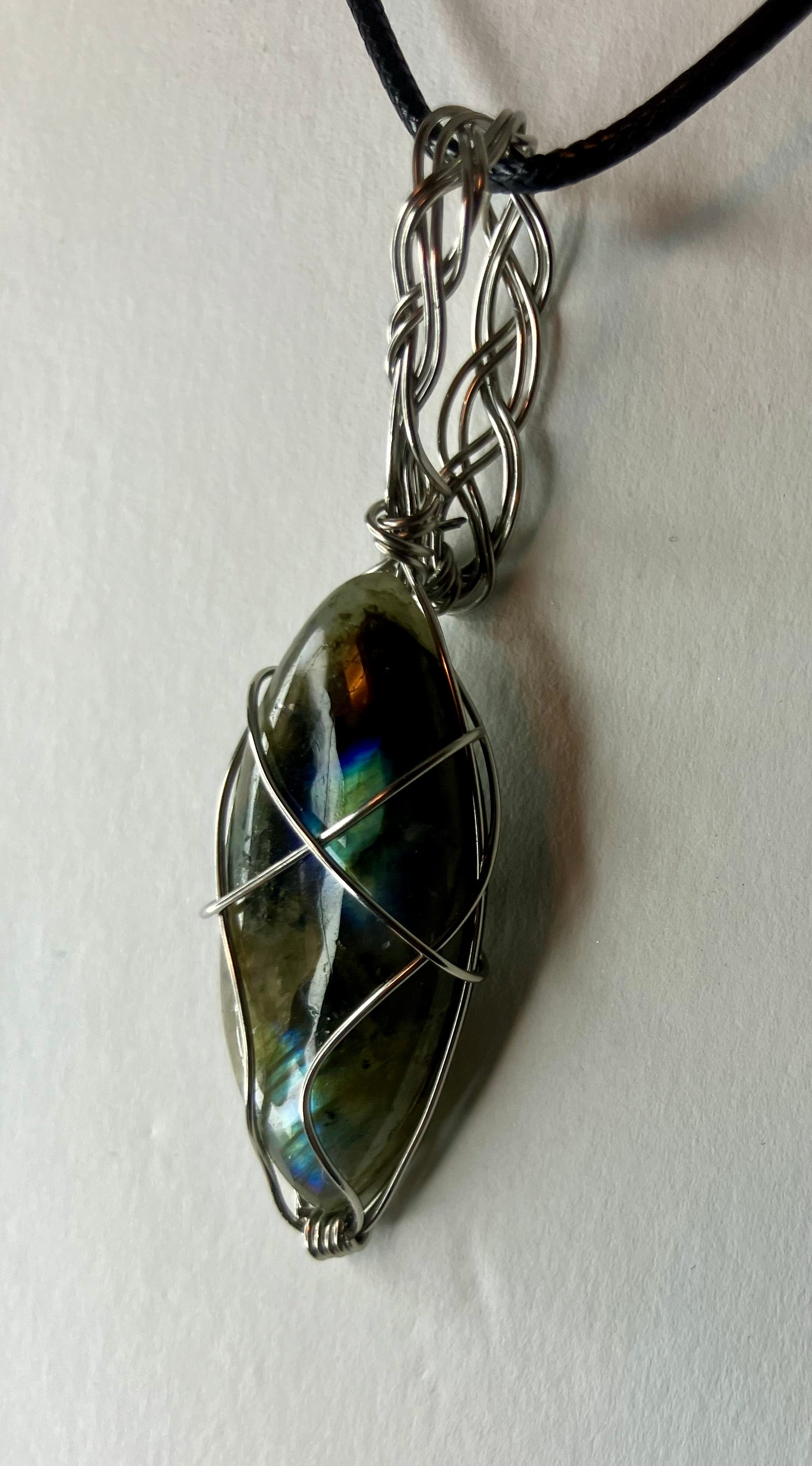 Wire wrapped stones and crystals with stainless steel wire