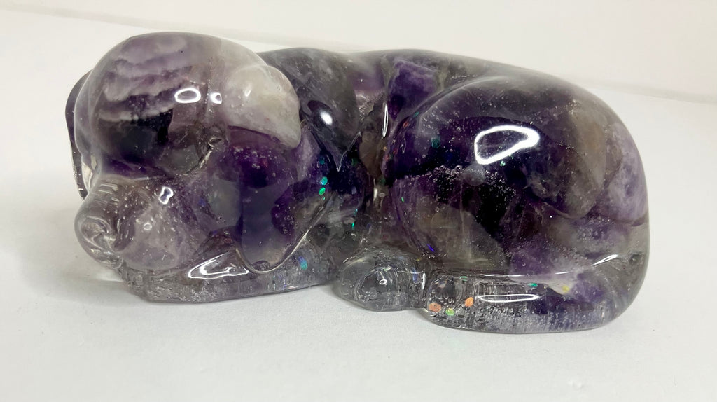 Amethyst filled sleeping pet figuring