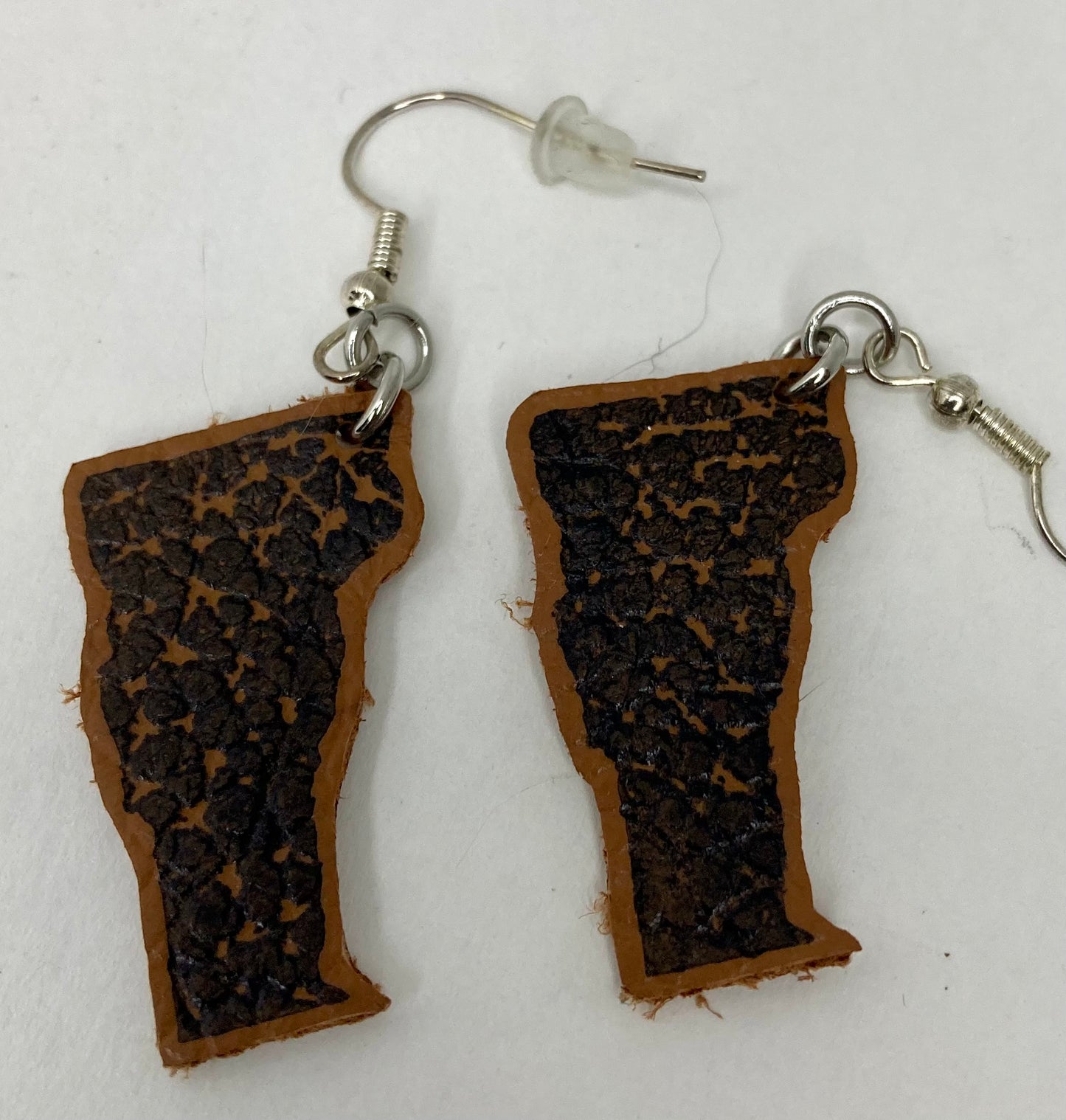 Hand Stamped Vermont Leather Earrings