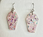 Holographic coffin resin earrings