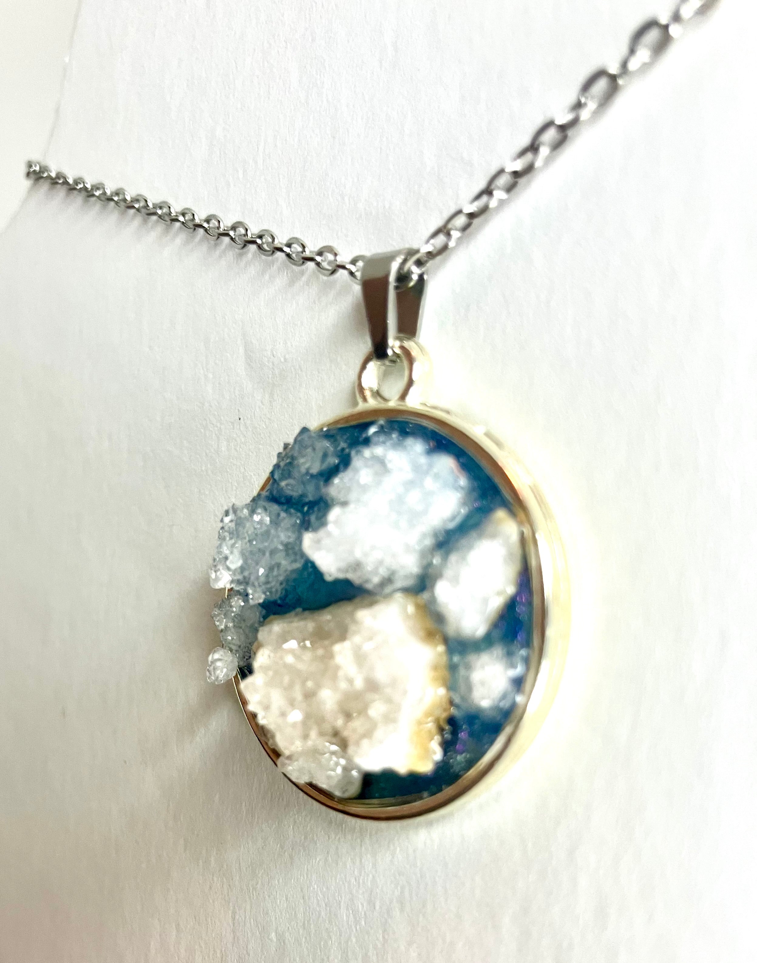 Drusy in resin pendants