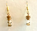 Tiny bone filled vial earrings