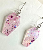 Holographic coffin resin earrings