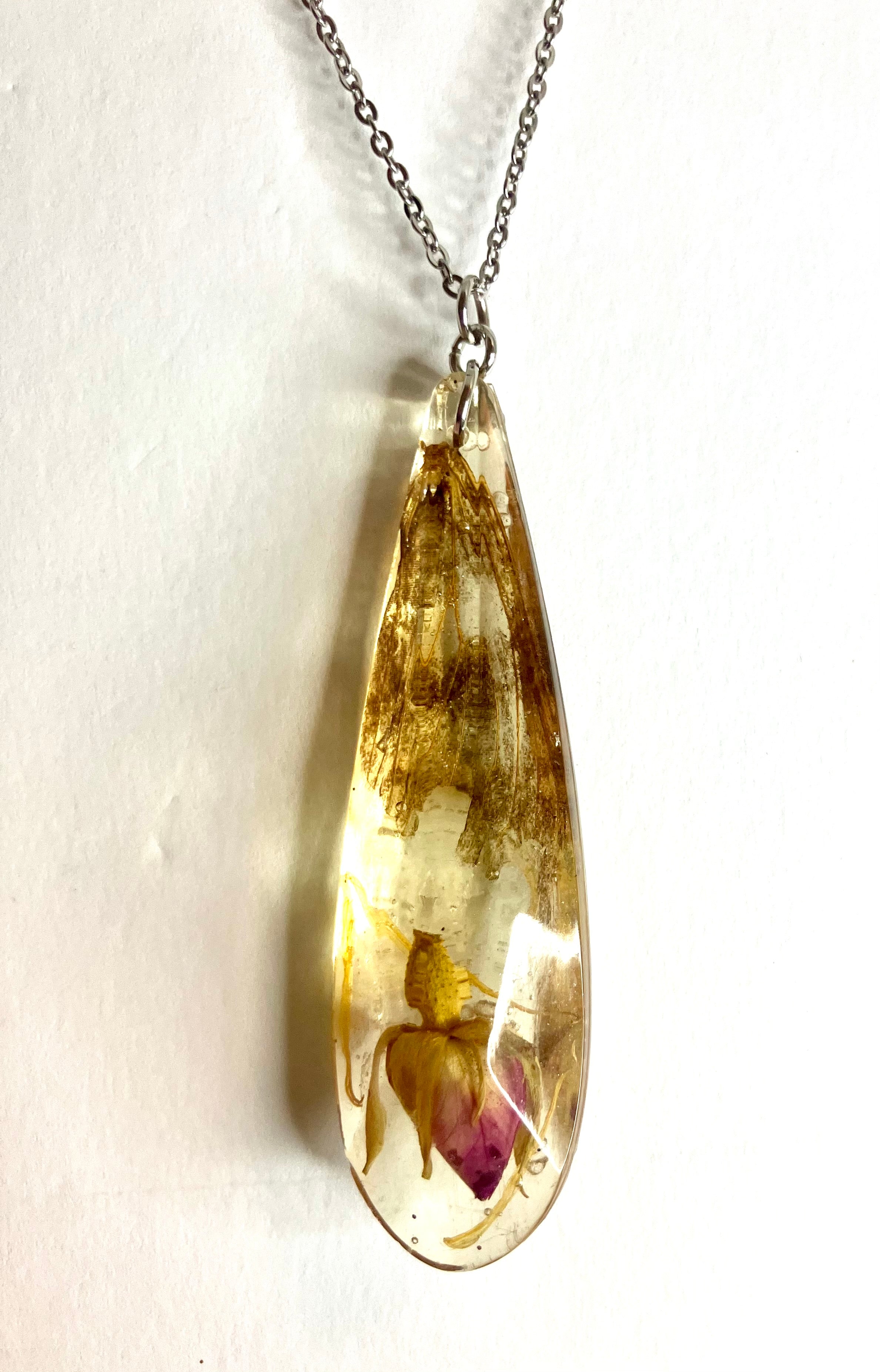 Tattered butterfly wing necklace