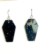 Holographic coffin resin earrings
