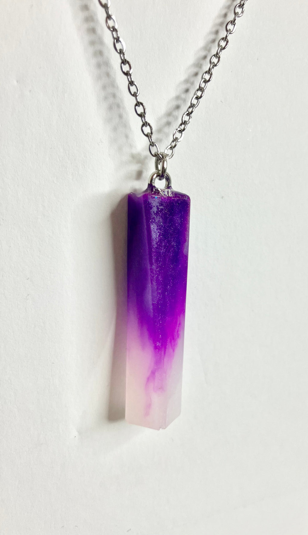 Resin cylinder pendant necklace