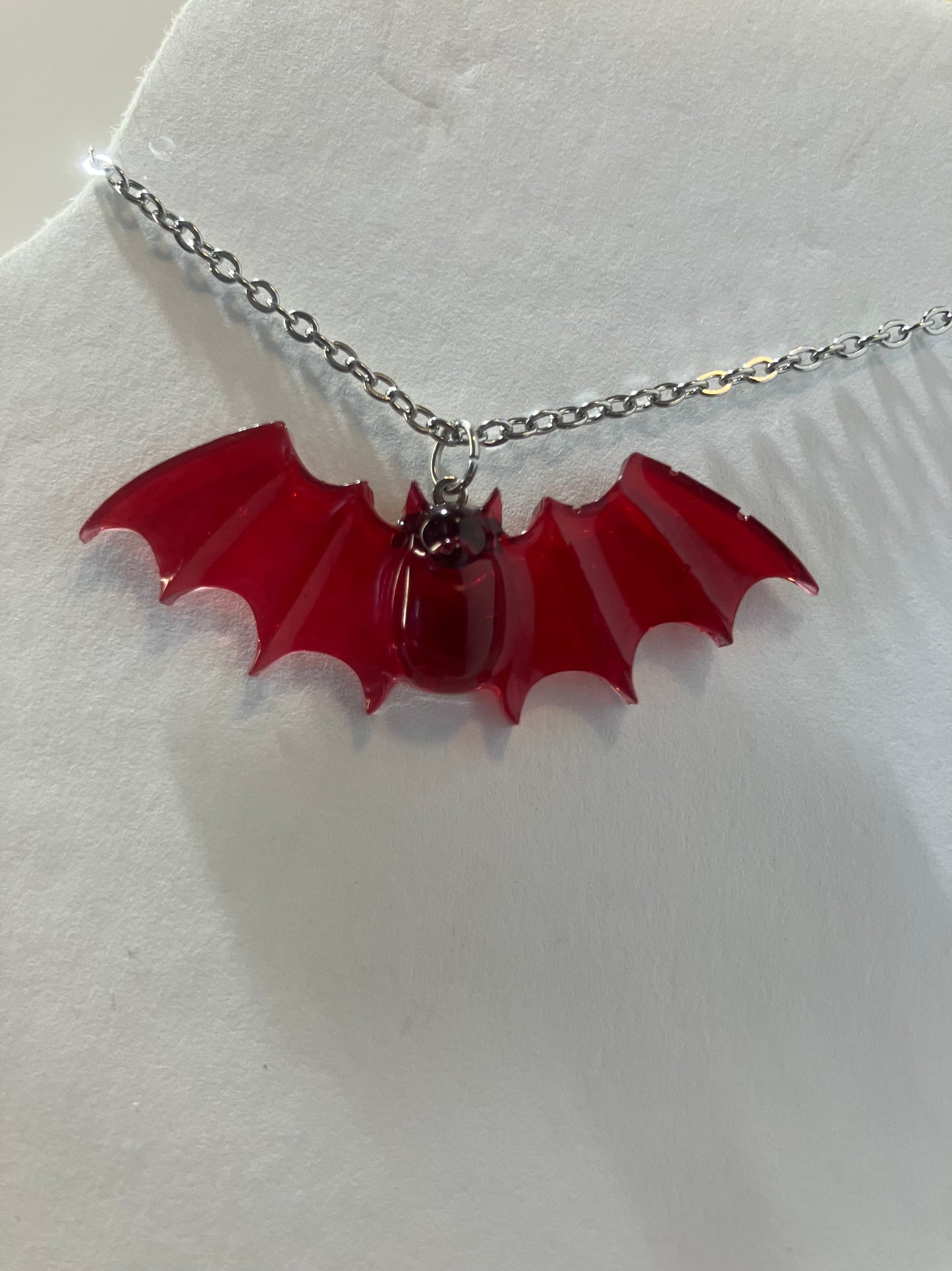 Handmade Resin Bat Pendant Necklaces