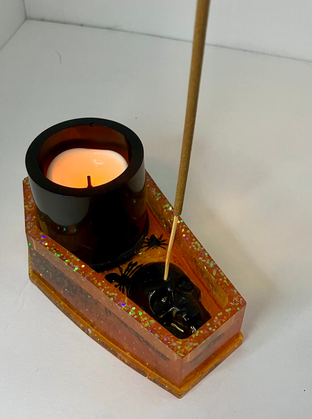 Coffin votive holder/incense burner