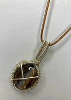 Wire wrapped stone pendants, silver plated copper wire