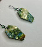 Holographic coffin resin earrings