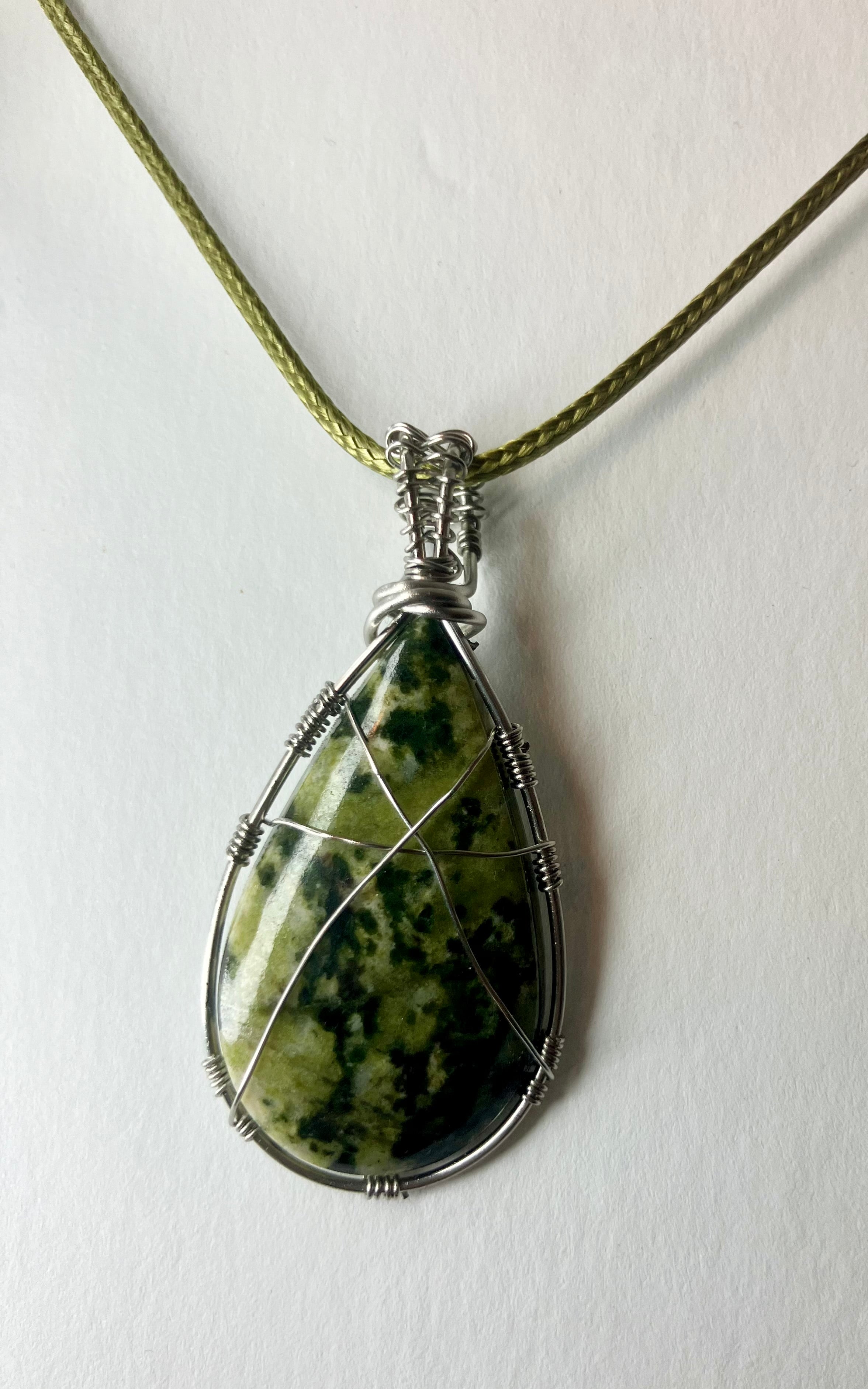 Wire wrapped stones and crystals with stainless steel wire