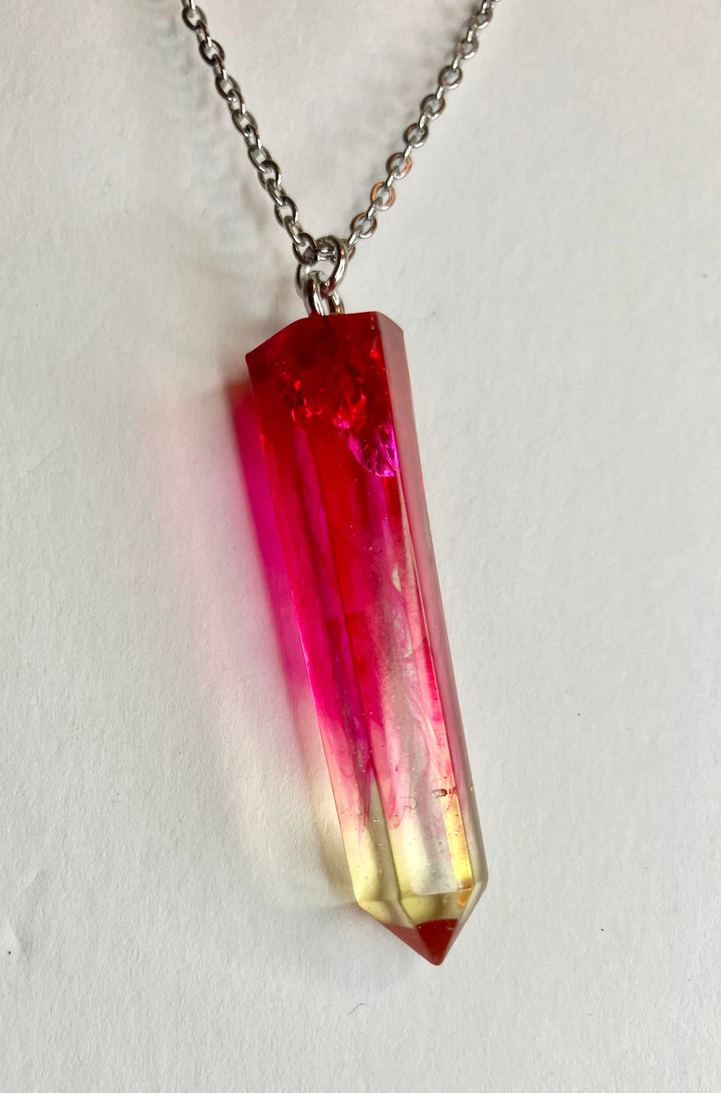 Resin cylinder pendant necklace