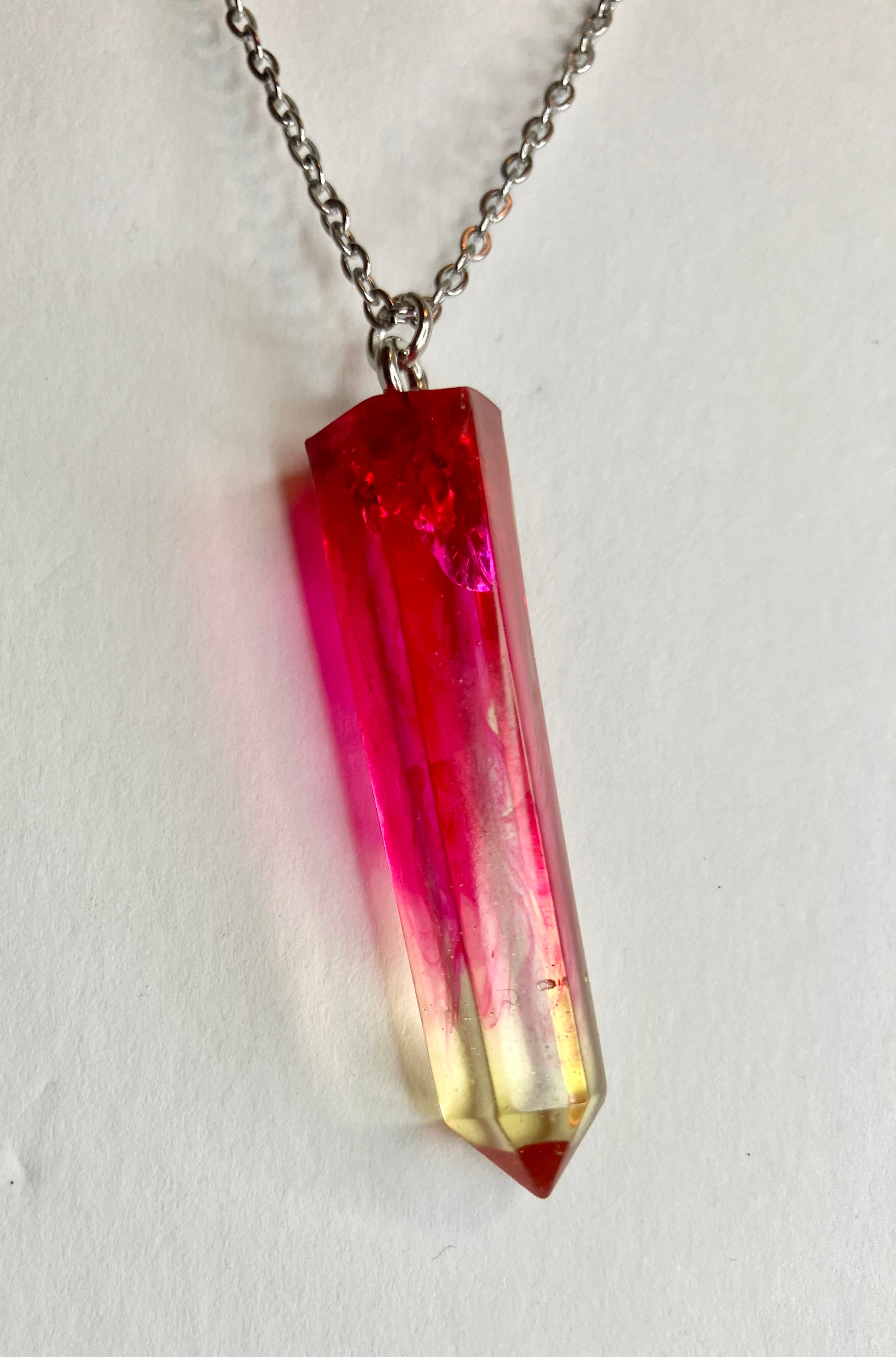 Resin cylinder pendant necklace