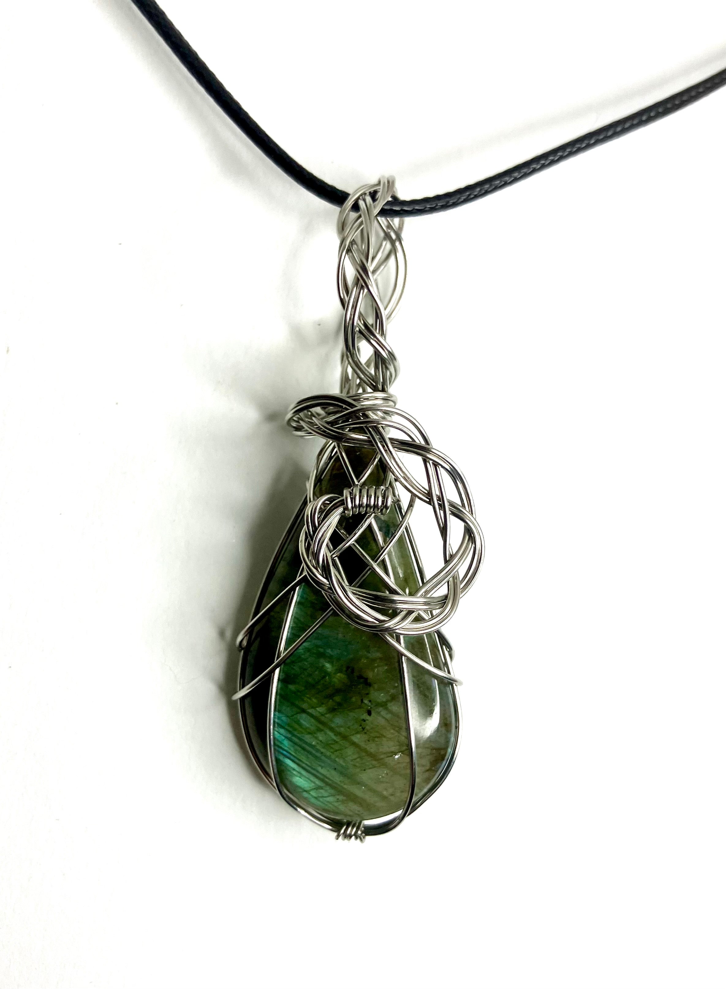 Wire wrapped stones and crystals with stainless steel wire