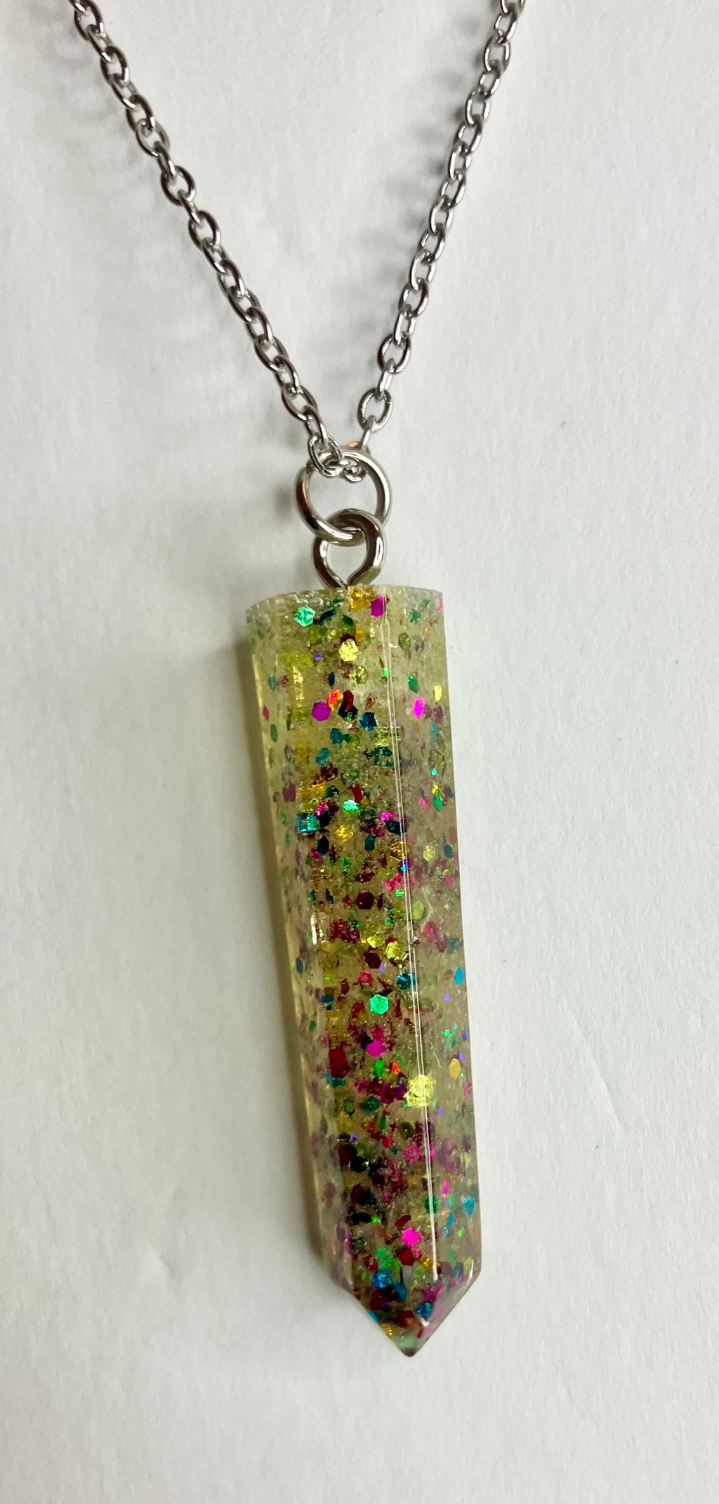 Resin cylinder pendant necklace
