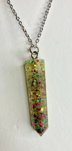 Resin cylinder pendant necklace