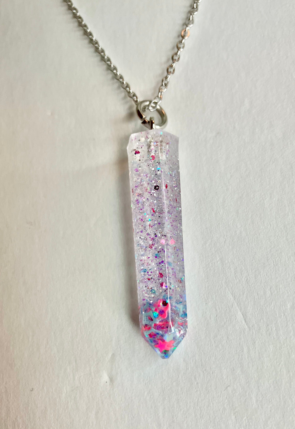 Resin cylinder pendant necklace