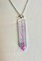 Resin cylinder pendant necklace