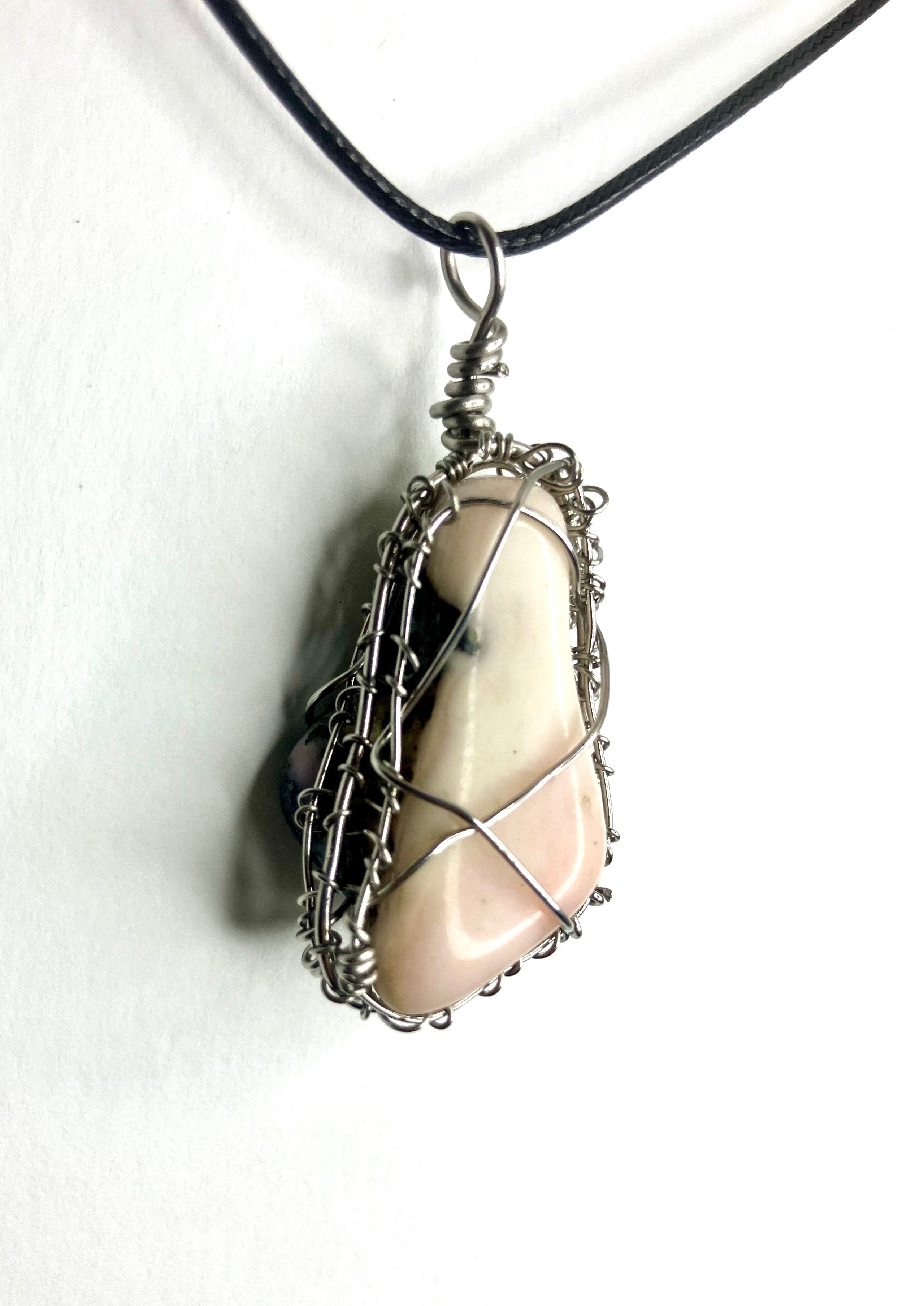 Wire wrapped stones and crystals with stainless steel wire