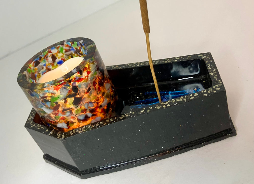 Coffin votive holder/incense burner