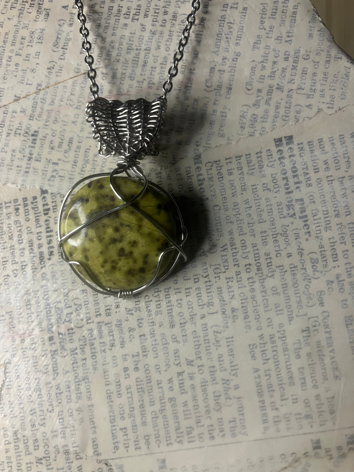 Wire Wrapped Stone and Crystal Necklaces, Stainless Steel