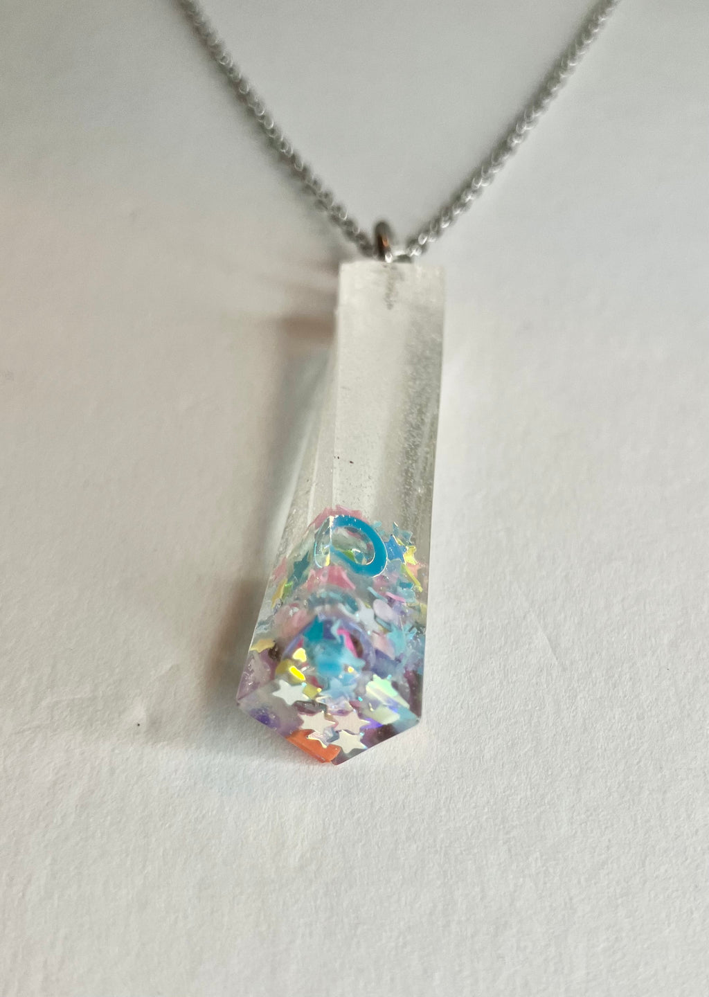 Resin cylinder pendant necklace