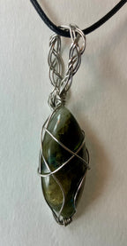 Wire wrapped stones and crystals with stainless steel wire