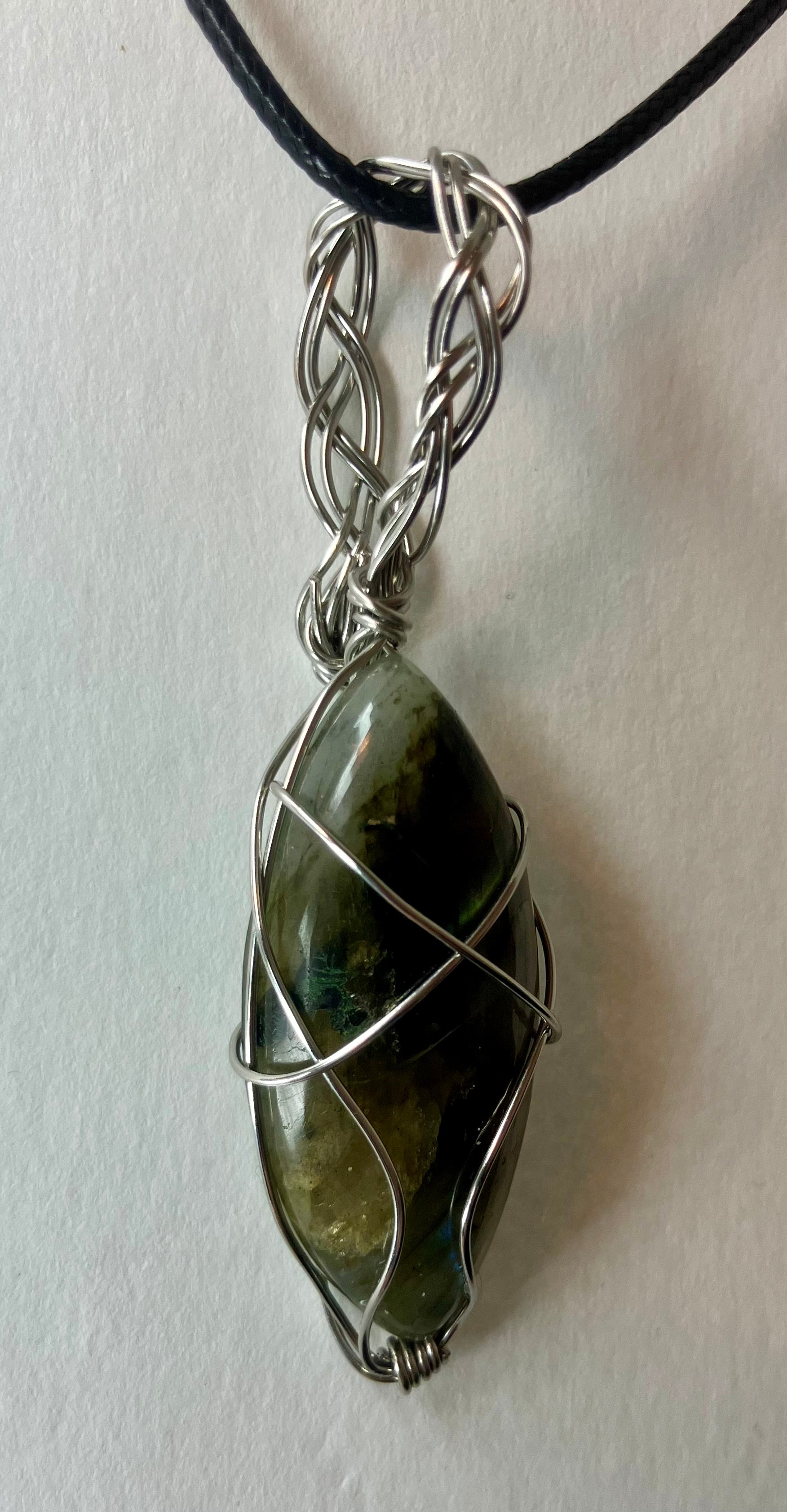 Wire wrapped stones and crystals with stainless steel wire