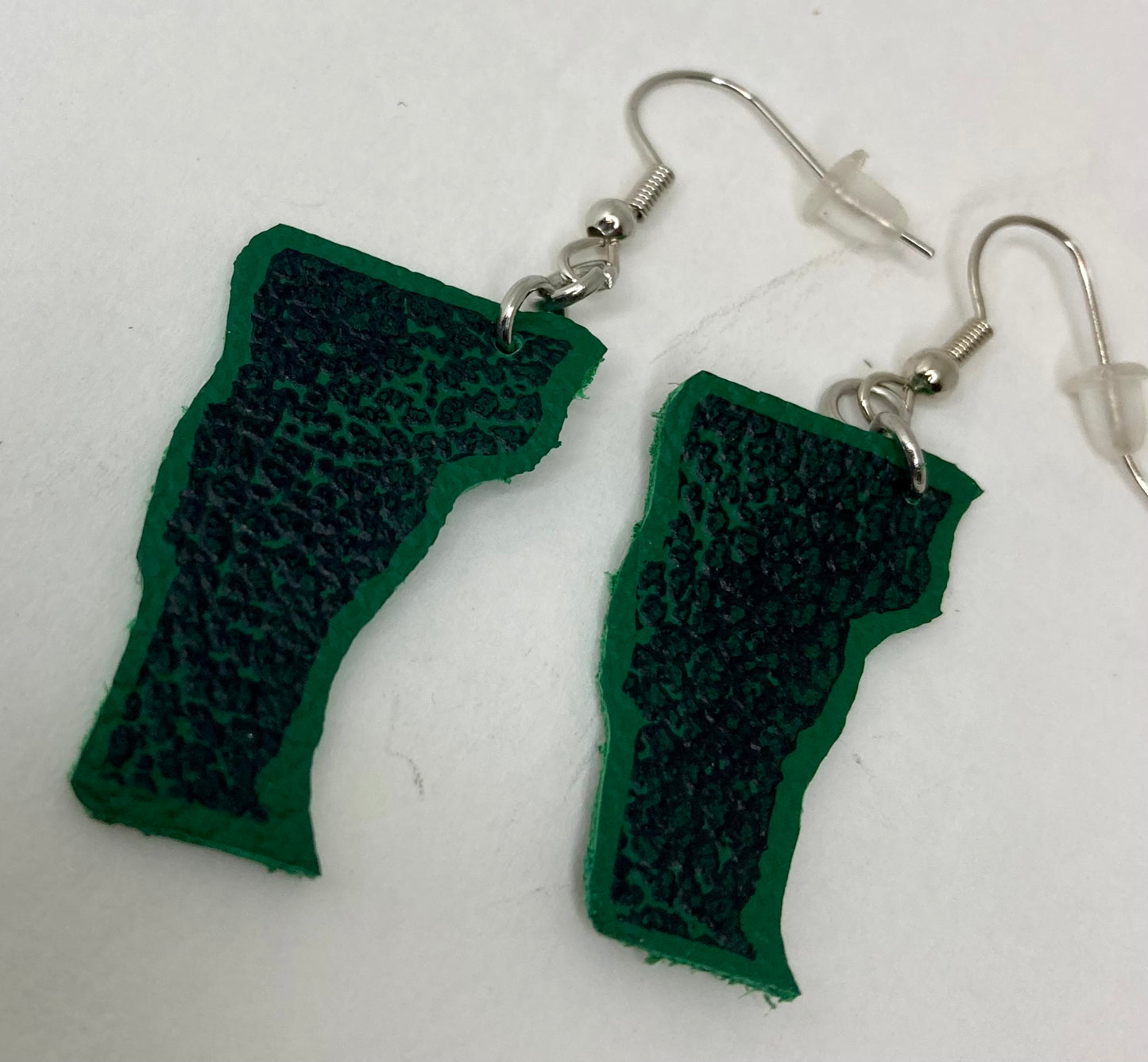 Hand Stamped Vermont Leather Earrings