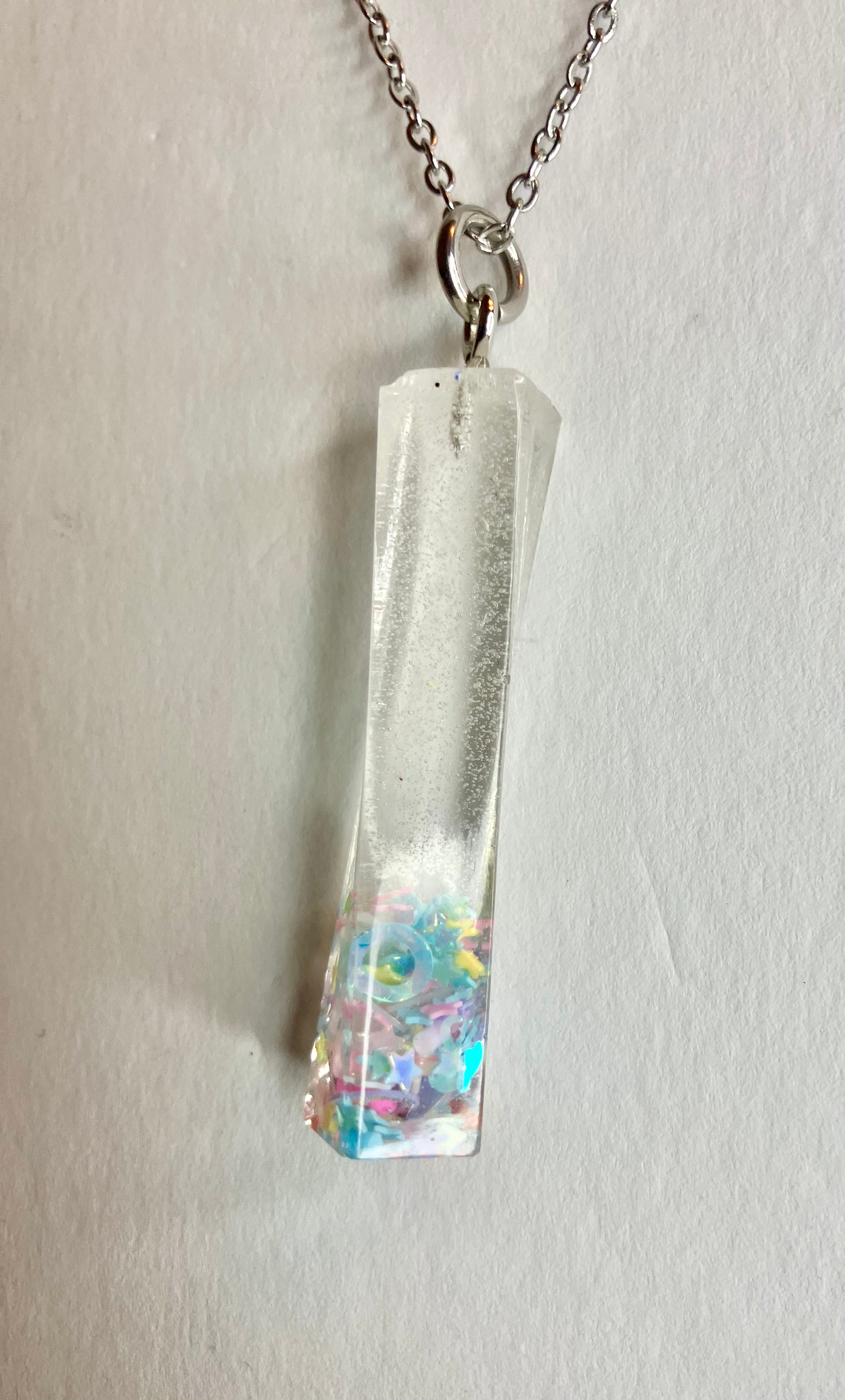 Resin cylinder pendant necklace