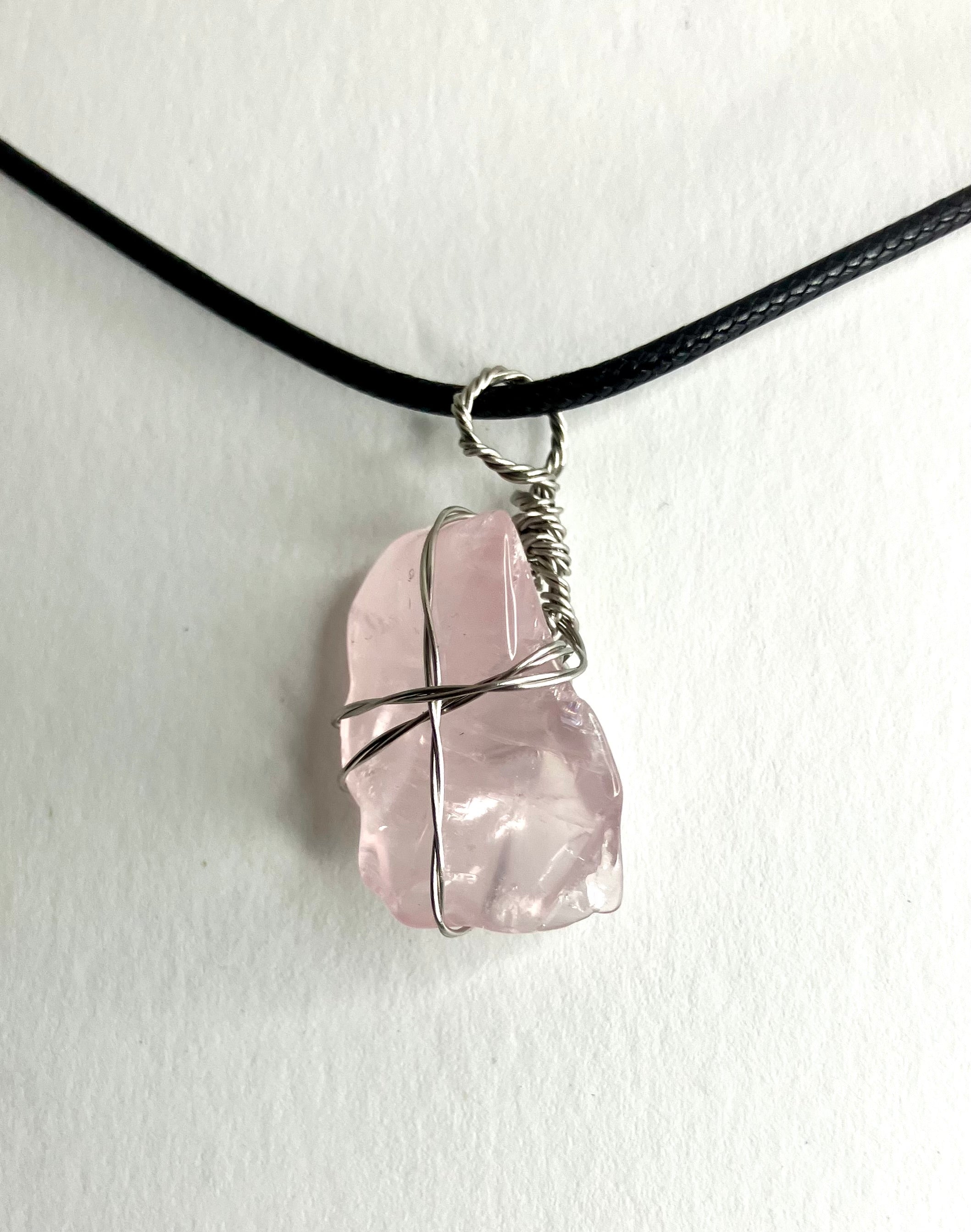 Wire wrapped stones and crystals with stainless steel wire