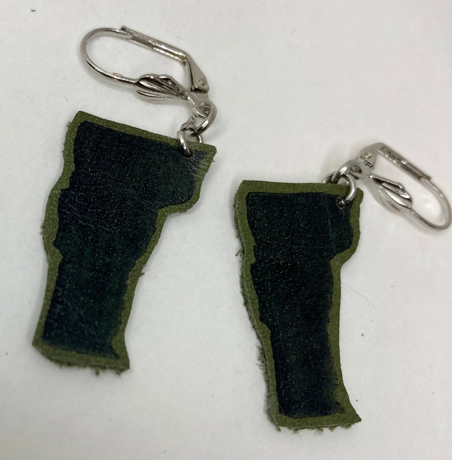 Hand Stamped Vermont Leather Earrings