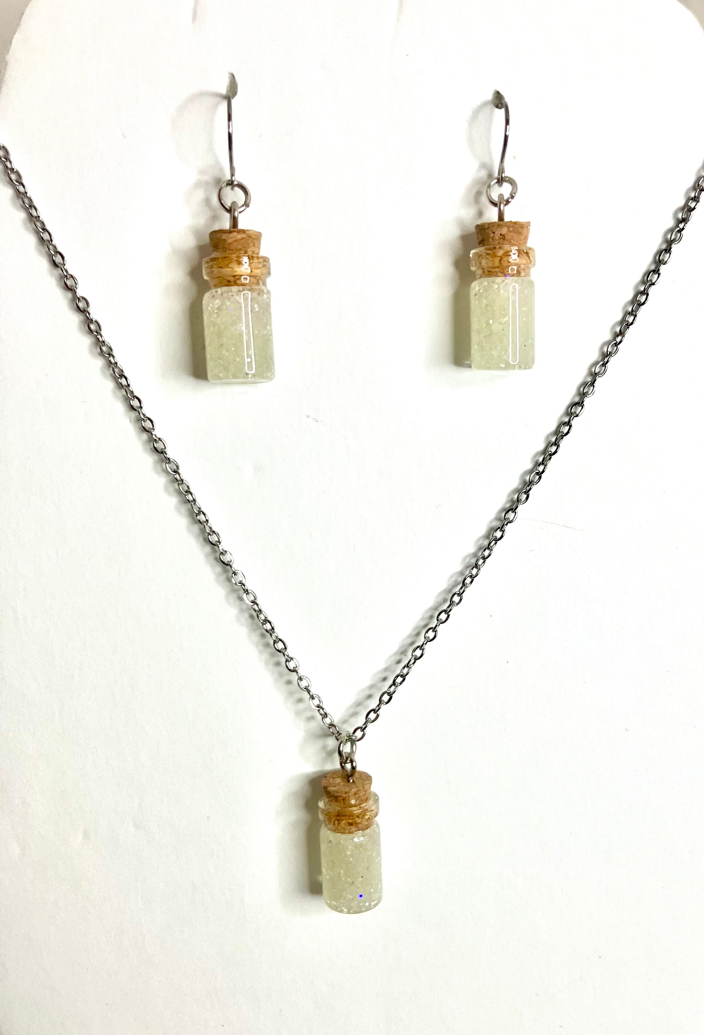 Glow in the dark vial jewelry