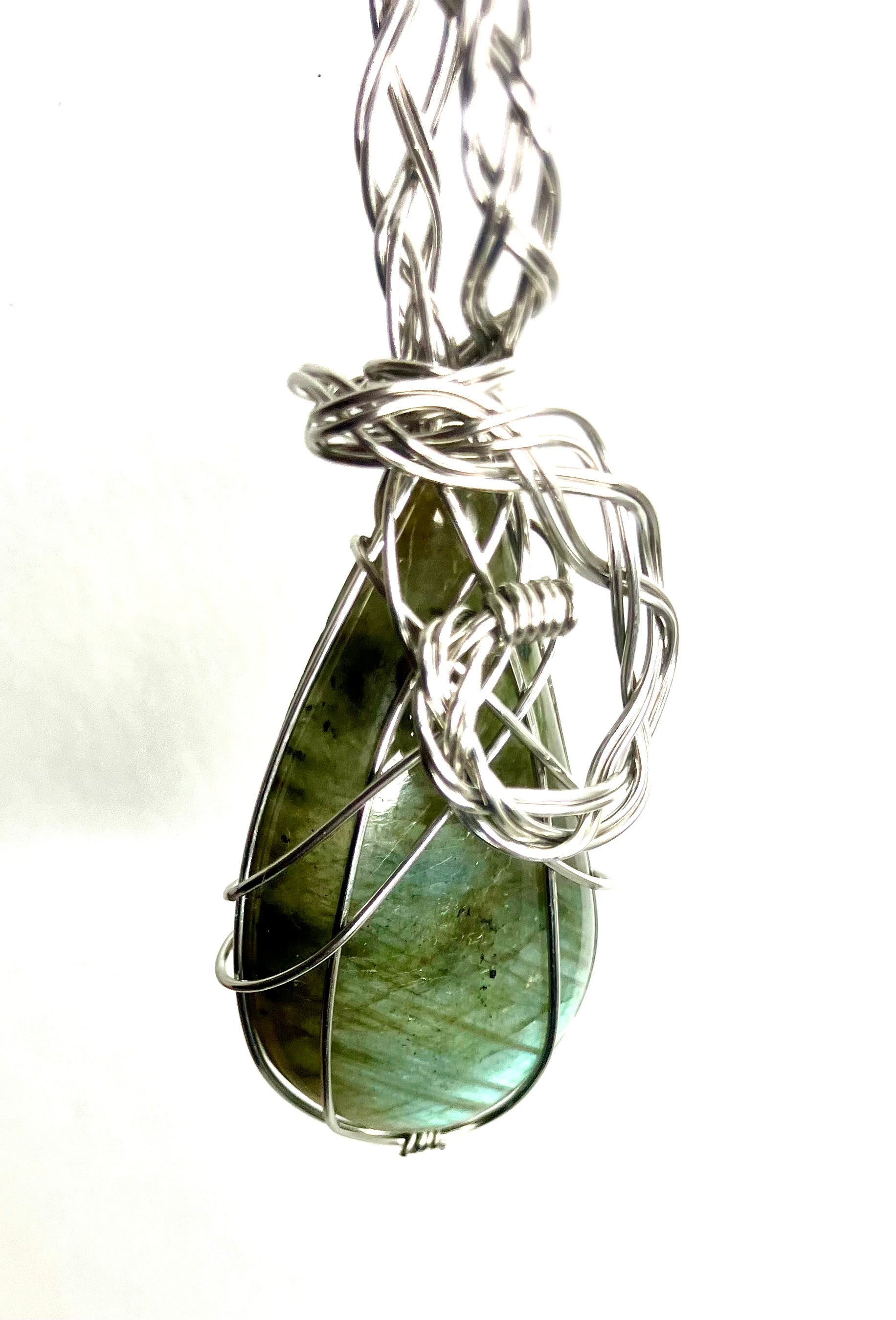 Wire wrapped stones and crystals with stainless steel wire