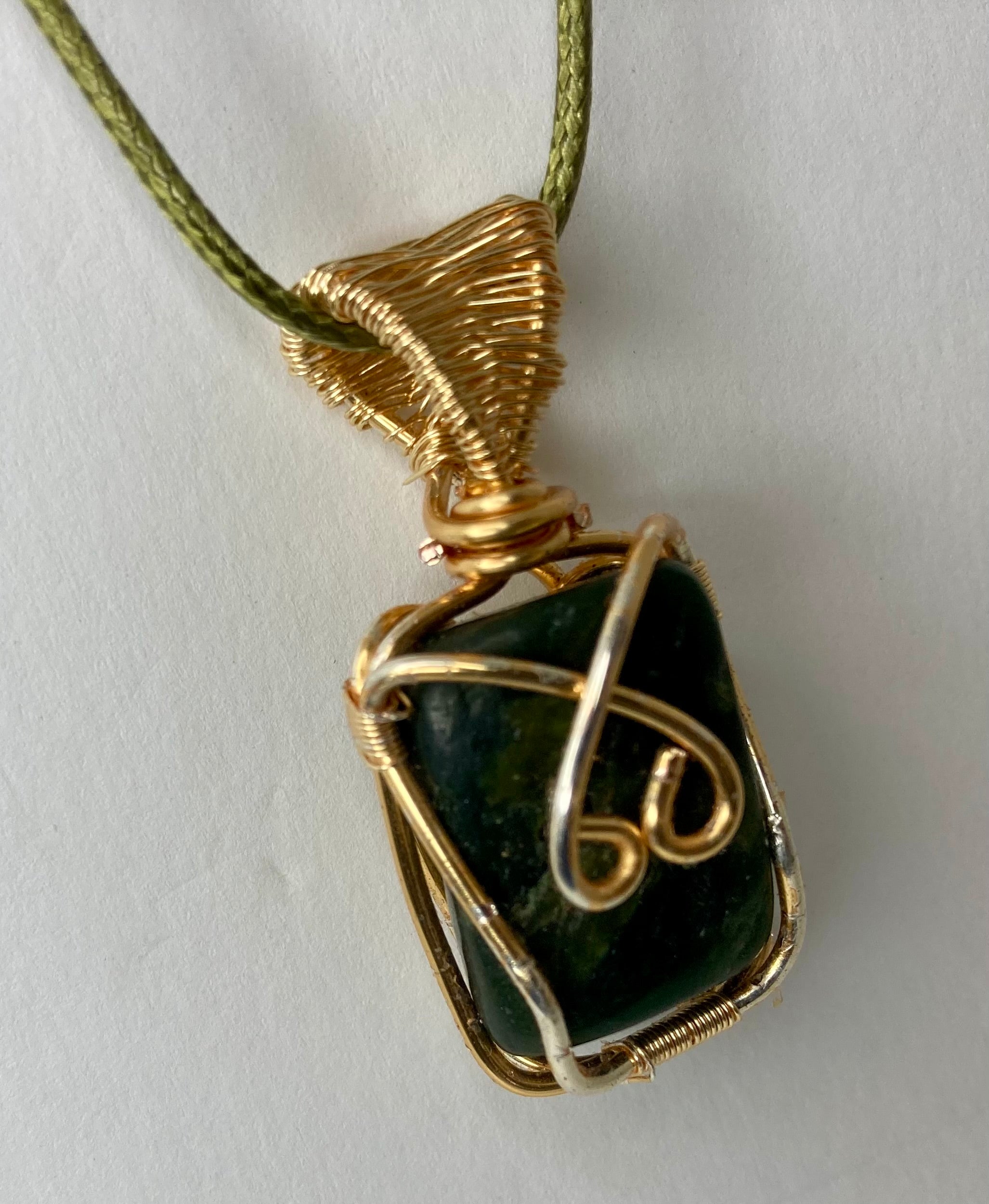 Wire wrapped stone pendants, silver plated copper wire