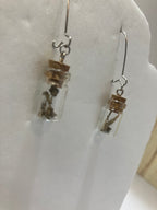 Tiny bone filled vial earrings