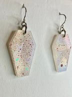 Holographic coffin resin earrings
